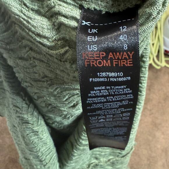 Topshop Green Textured Convertible Maxi Skirt Sz 8 - Picture 6 of 13